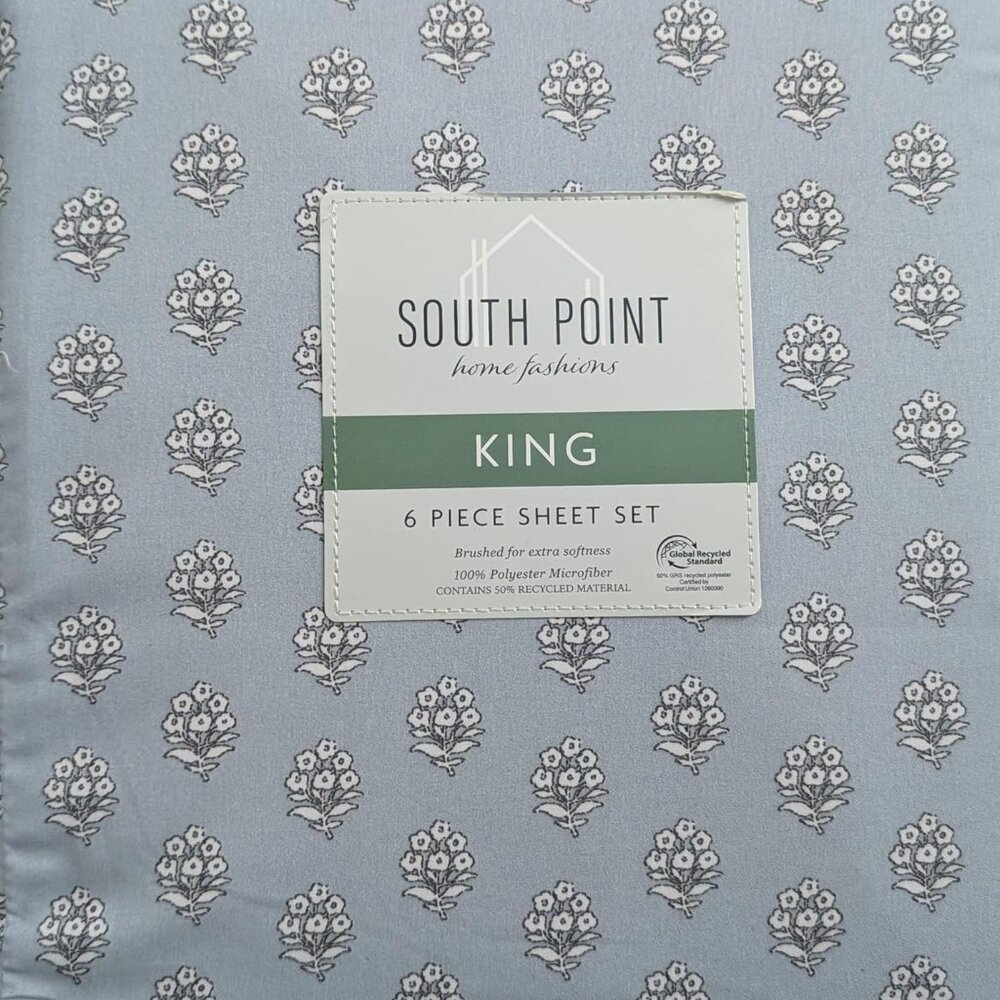 South Point Home Fashions Microfiber 6-Piece King Sheet Set, NWT